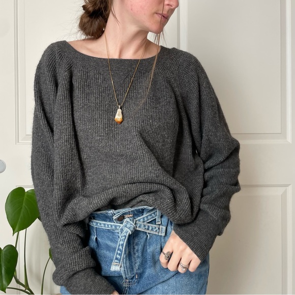 J. Crew Sweaters - J. Crew Charcoal Gray Sweater Cozy Boho Long Sleeve Staple Shirt Cable Knit
